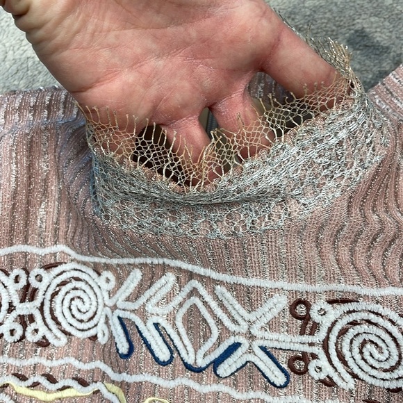 Peter Pilotto Embroidered Mesh Net Overlay Long Sleeve Asymmetric Dress Sz 10 - Picture 11 of 13